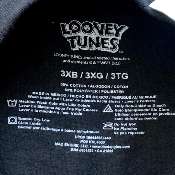 Looney Tunes, Graphic T Shirt, Mens, Black, T-Shirt, Size 3XB,‎ New With Tags - Picture 5 of 6